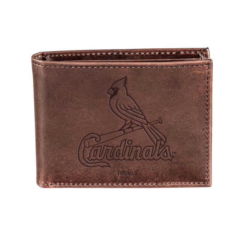 St Louis Cardinals Bi-Fold Wallet Brown 100% Genuine Leather