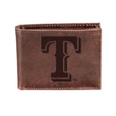 Texas Rangers Bi-Fold Wallet Brown 100% Genuine Leather