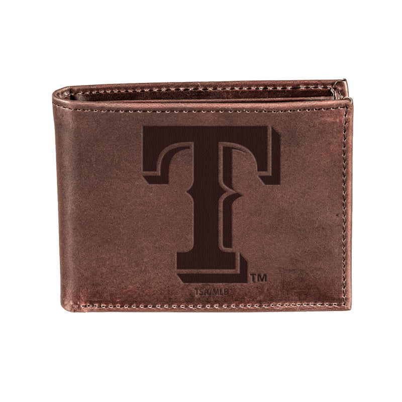 Texas Rangers Bi-Fold Wallet Brown 100% Genuine Leather