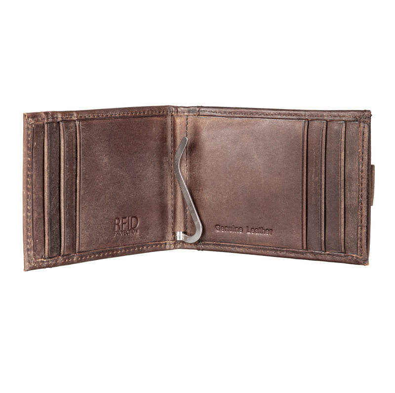 Texas Rangers Front Pocket Wallet w/ RFID Blocking Brown