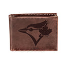 Toronto Blue Jays Bi-Fold Wallet Brown 100% Genuine Leather