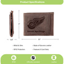 Front Pocket Wallet w/ RFID Blocking, Detroit Red Wings, Brown