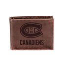 Montreal Canadiens, Bi-Fold Wallet, Brown, CH, 100% Genuine Leather
