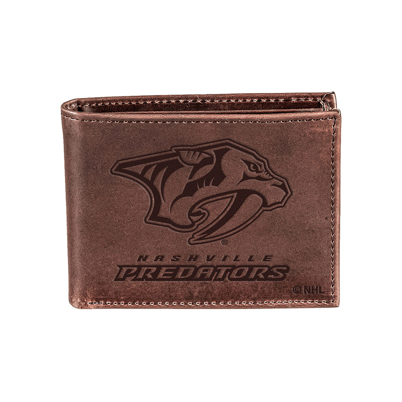 Nashville Predators, Bi-Fold Wallet, Brown, CH, 100% Genuine Leather