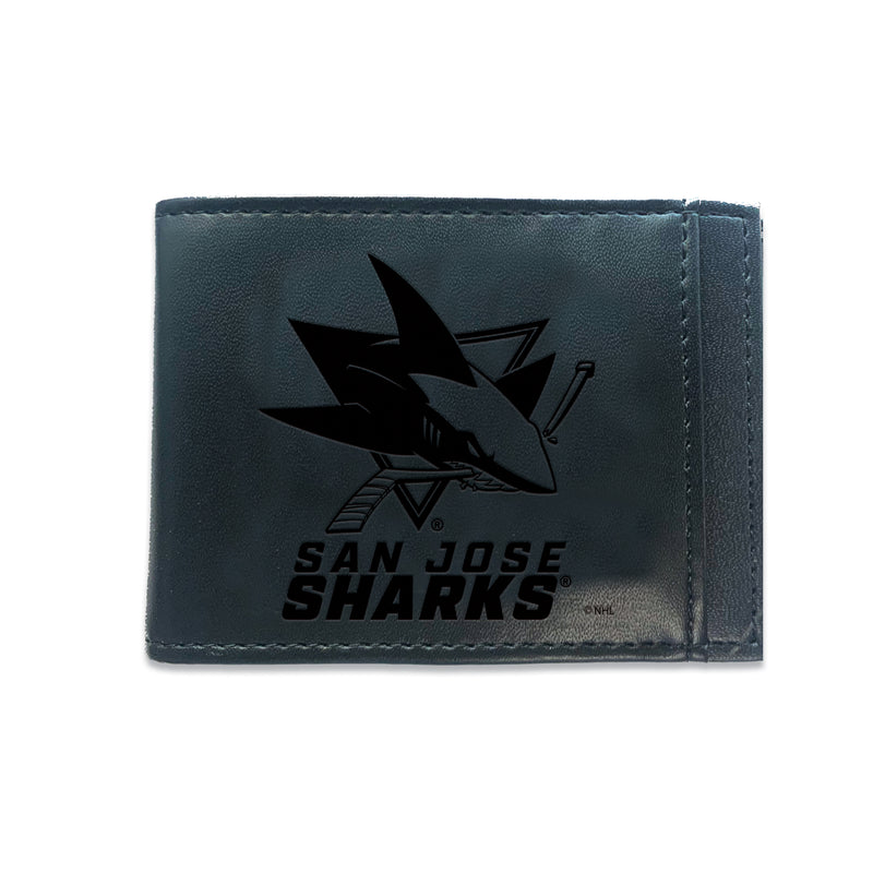 Front Pocket Wallet w/ RFID Blocking, San Jose Sharks, Black