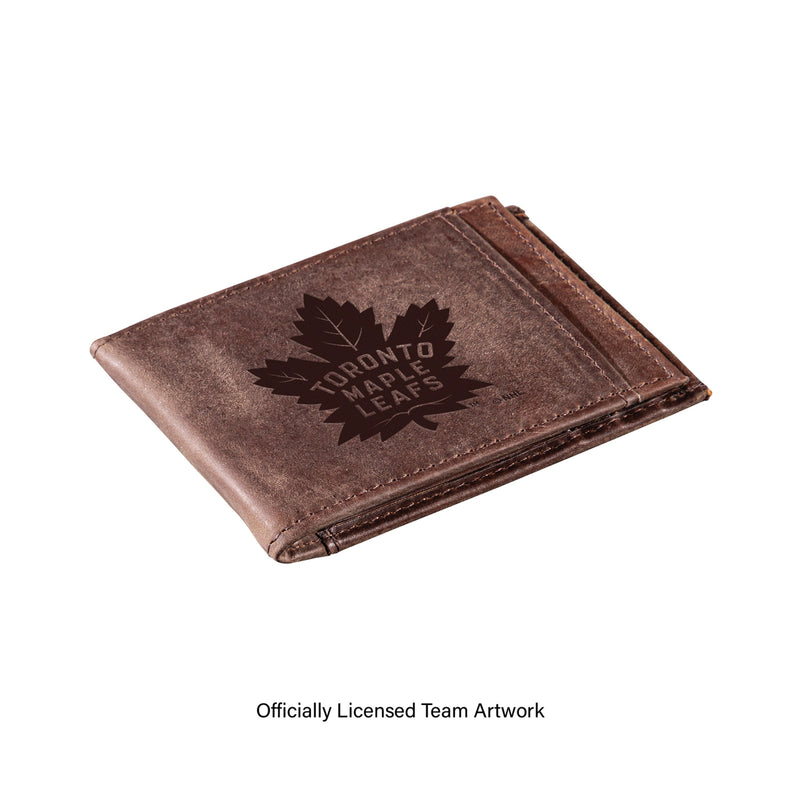 Front Pocket Wallet w/ RFID Blocking, Toronto Maple Leafs, Brown