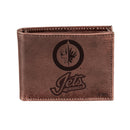 Winnipeg Jets, Bi-Fold Wallet, Brown, CH, 100% Genuine Leather