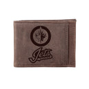 Front Pocket Wallet w/ RFID Blocking, Winnipeg Jets, Brown