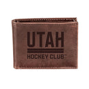 Utah Hockey Club, Bi-Fold Wallet, Brown, CH, 100% Genuine Leather