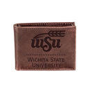 Wichita State University, Bi-Fold Wallet, Brown, CH, 100% Genuine Leather