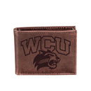 Western Carolina University, Bi-Fold Wallet, Brown, CH, 100% Genuine Leather