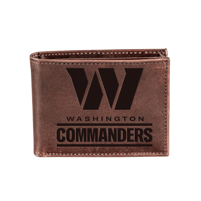 Washington Commanders, Bi-Fold Wallet, Brown, CH, 100% Genuine Leather