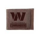 Front Pocket Wallet w/ RFID Blocking, Washington Commanders, Brown