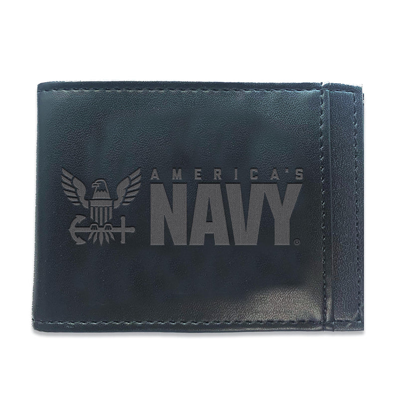 US Navy Black Front Pocket Wallet with RFID Blocking