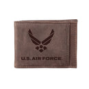 US Air Force Brown Front Pocket Wallet with RFID Blocking, 100% Genuine Leather