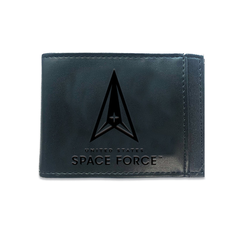 US Space Force Black Front Pocket Wallet with RFID Blocking