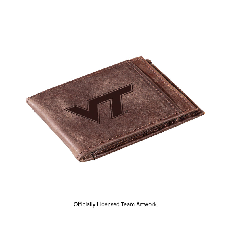 Front Pocket Wallet w/ RFID Blocking, Virginia Tech, Brown