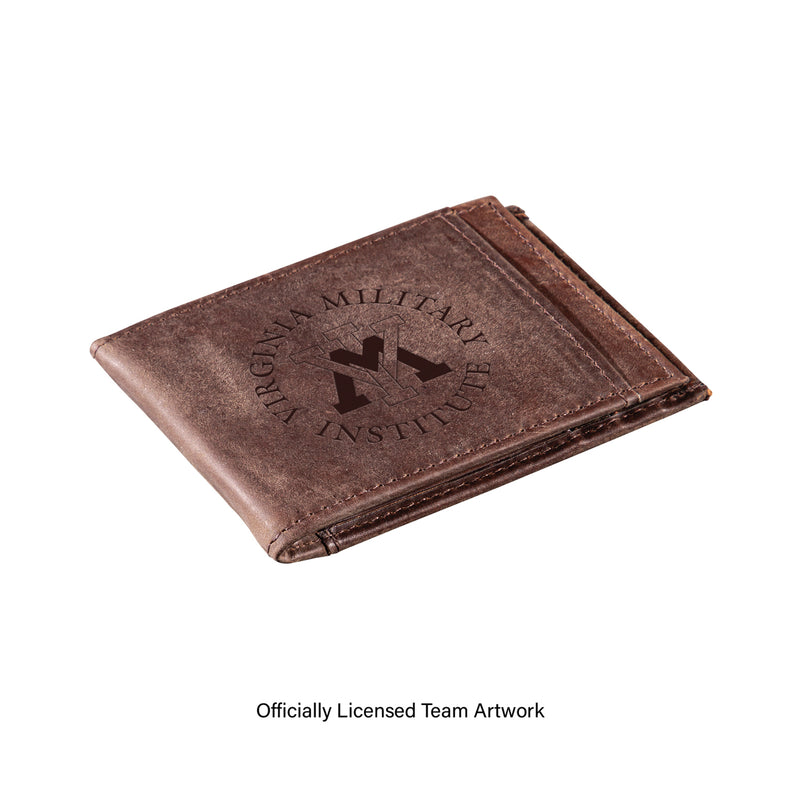 Front Pocket Wallet w/ RFID Blocking, Virginia Military Institute (VMI), Brown