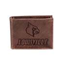 University of Louisville, Bi-Fold Wallet, Brown, CH, 100% Genuine Leather