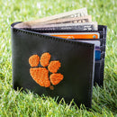 Clemson University Black Bi-Fold Embroidered Wallet w/ RFID Blocking