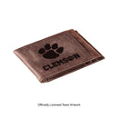 Front Pocket Wallet w/ RFID Blocking, Clemson University, Brown