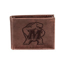 University of Maryland, Bi-Fold Wallet, Brown, CH, 100% Genuine Leather