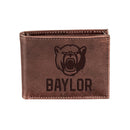 Baylor University, Bi-Fold Wallet, Brown, CH, 100% Genuine Leather