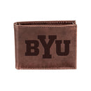 Brigham Young University, Bi-Fold Wallet, Brown, CH, 100% Genuine Leather