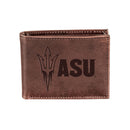 Arizona State University, Bi-Fold Wallet, Brown, CH, 100% Genuine Leather