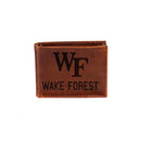 Wake Forest University, Bi-Fold Wallet, Brown, CH, 100% Genuine Leather