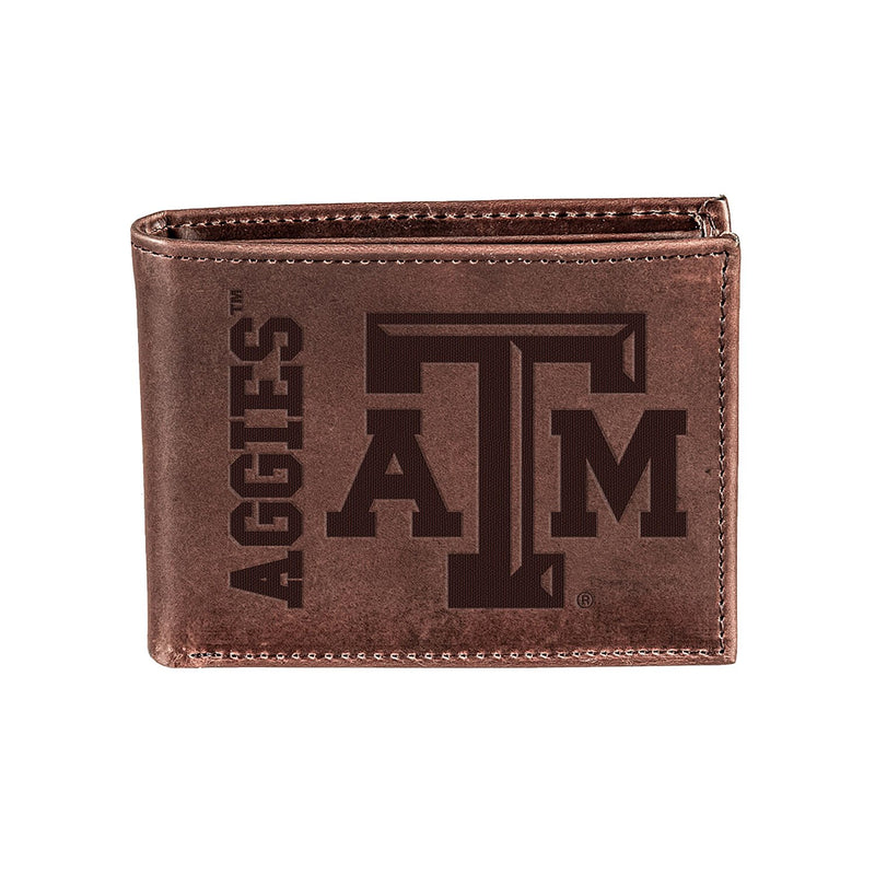 Texas A&M, Bi-Fold Wallet, Brown, CH, 100% Genuine Leather
