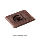 Front Pocket Wallet w/ RFID Blocking, Michigan State University, Brown