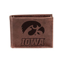 University of Iowa, Bi-Fold Wallet, Brown, CH, 100% Genuine Leather