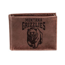 University of Montana, Bi-Fold Wallet, Brown, CH, 100% Genuine Leather