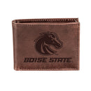 Boise State University, Bi-Fold Wallet, Brown, CH, 100% Genuine Leather