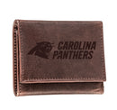 Carolina Panthers, Tri-Fold Wallet, Brown, CH, 100% Genuine Leather