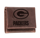 Green Bay Packers, Tri-Fold Wallet, Brown, CH, 100% Genuine Leather