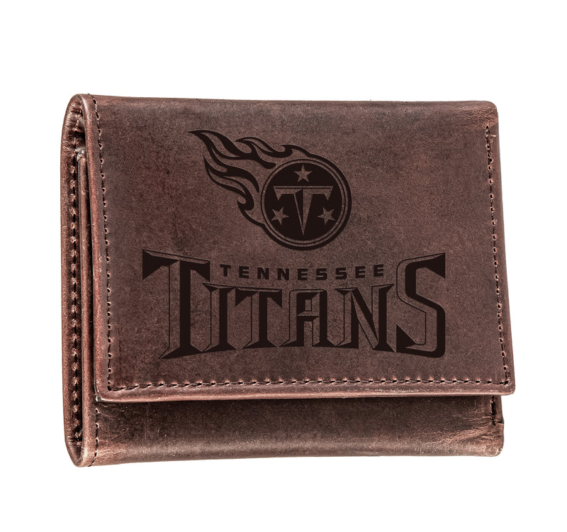 Tennessee Titans, Tri-Fold Wallet, Brown, CH, 100% Genuine Leather