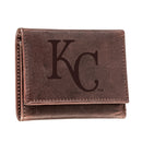 Kansas City Royals Tri-Fold Wallet Brown 100% Genuine Leather