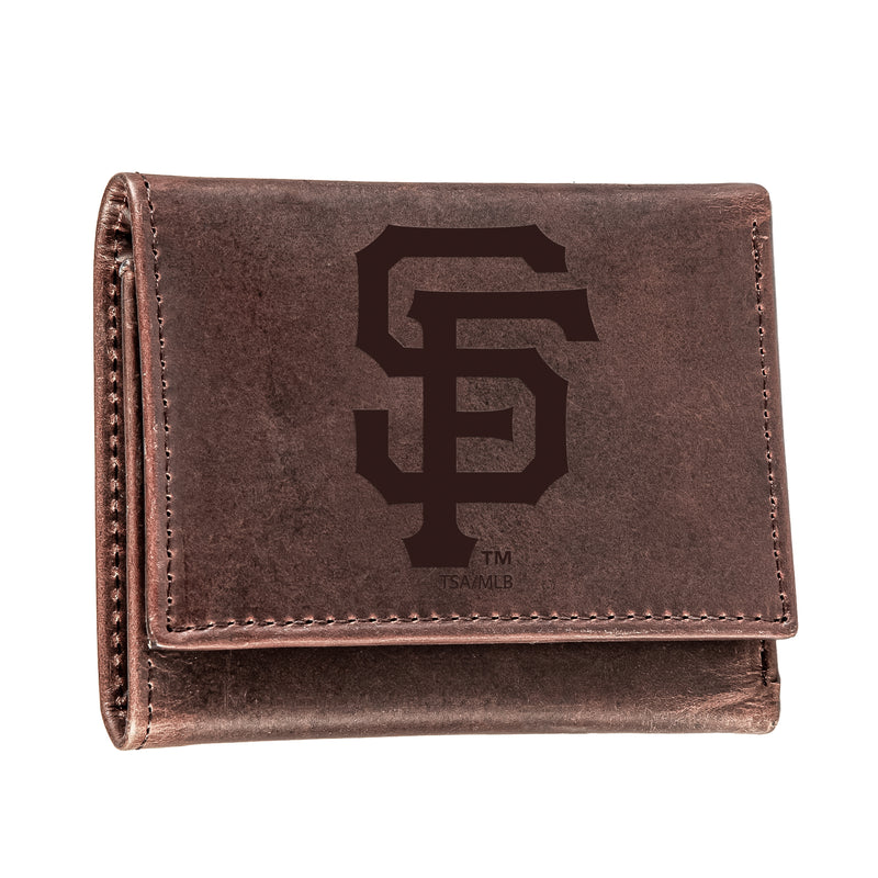 San Francisco Giants Tri-Fold Wallet Brown 100% Genuine Leather