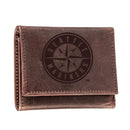Seattle Mariners Tri-Fold Wallet Brown 100% Genuine Leather