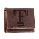 Texas Rangers Tri-Fold Wallet Brown 100% Genuine Leather