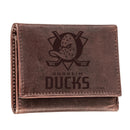 Anaheim Ducks, Tri-Fold Wallet, Brown, CH, 100% Genuine Leather