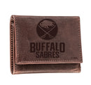 Buffalo Sabres, Tri-Fold Wallet, Brown, CH, 100% Genuine Leather
