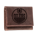 Edmonton Oilers, Tri-Fold Wallet, Brown, CH, 100% Genuine Leather