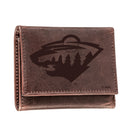 Minnesota Wild, Bi-Fold Wallet, Brown, CH, 100% Genuine Leather