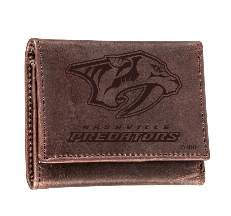 Nashville Predators, Tri-Fold Wallet, Brown, CH, 100% Genuine Leather