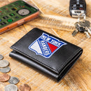 New York Rangers Black Tri-Fold Embroidered Wallet w/ RFID Blocking