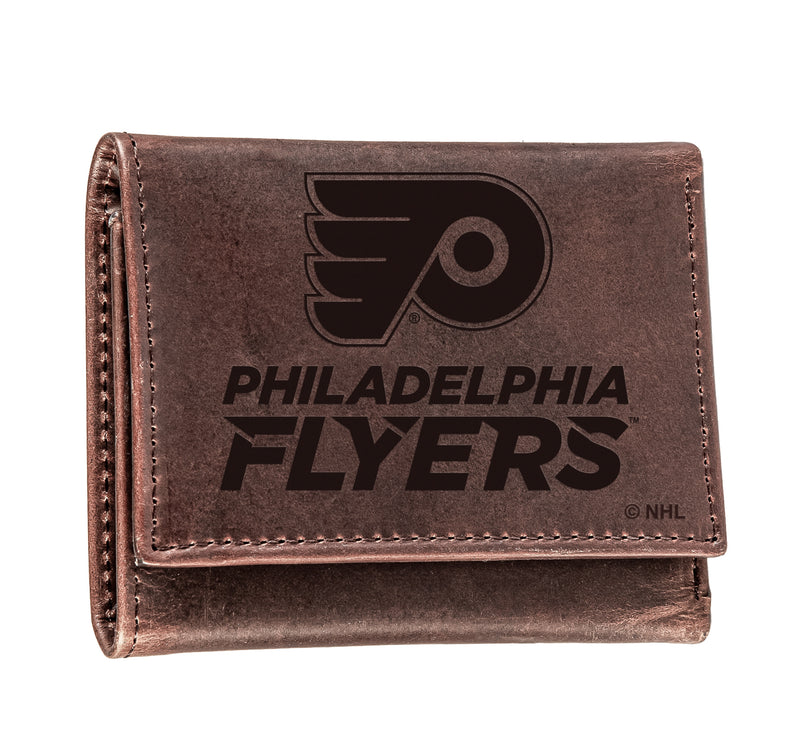 Philadelphia Flyers, Tri-Fold Wallet, Brown, CH, 100% Genuine Leather