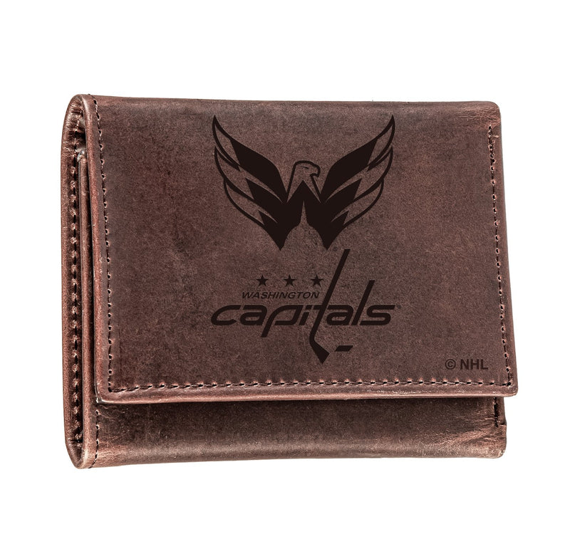 Washington Capitals, Tri-Fold Wallet, Brown, CH, 100% Genuine Leather